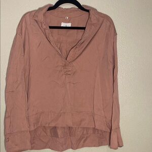 Lou & Grey Pink Buttoned Sailor Collar Blouse V neck size Medium